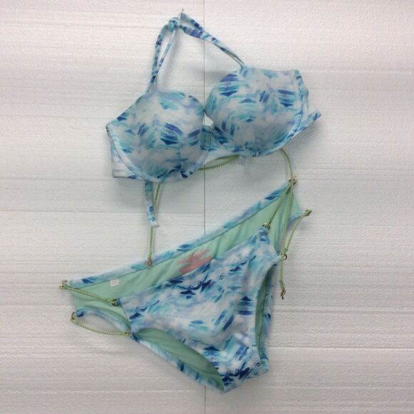 Victoria's Secret The Knockout 2 Pc Bikini Tie Dye Beach Top Size 34D Bottom Lg - Picture 2 of 12